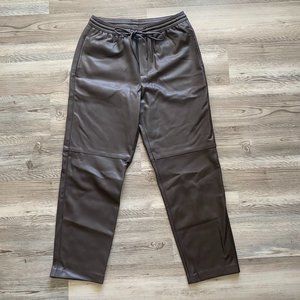 Mango Leather-Effect Elastic Waist Trousers